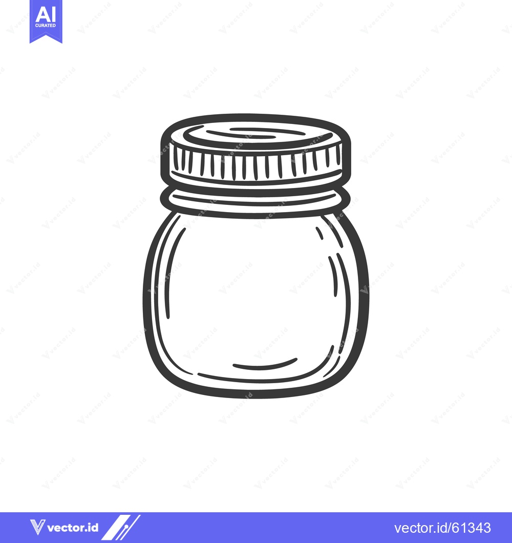 Premium Vector dari A Small Empty Glass Jar With a Screw On Lid