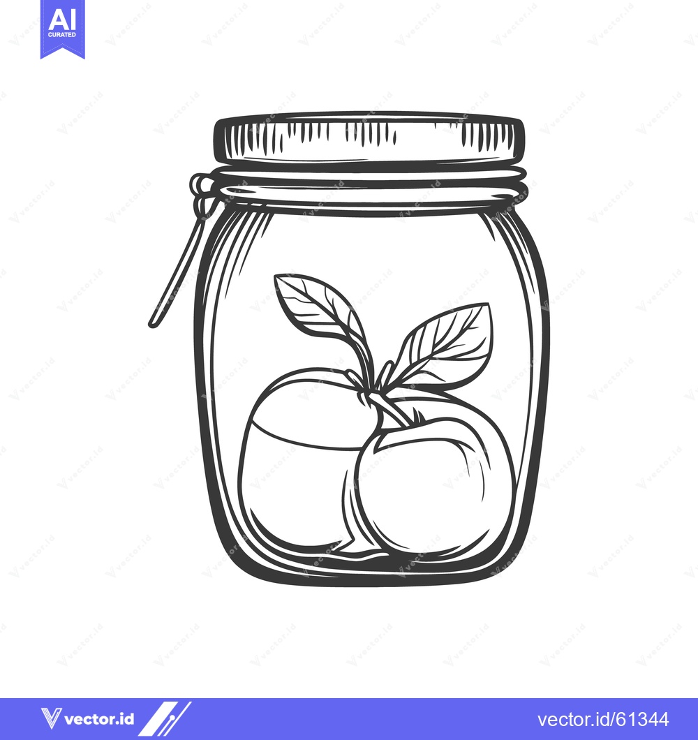 Premium Vector dari Hand drawn illustration showing preserved fruit inside a mason jar