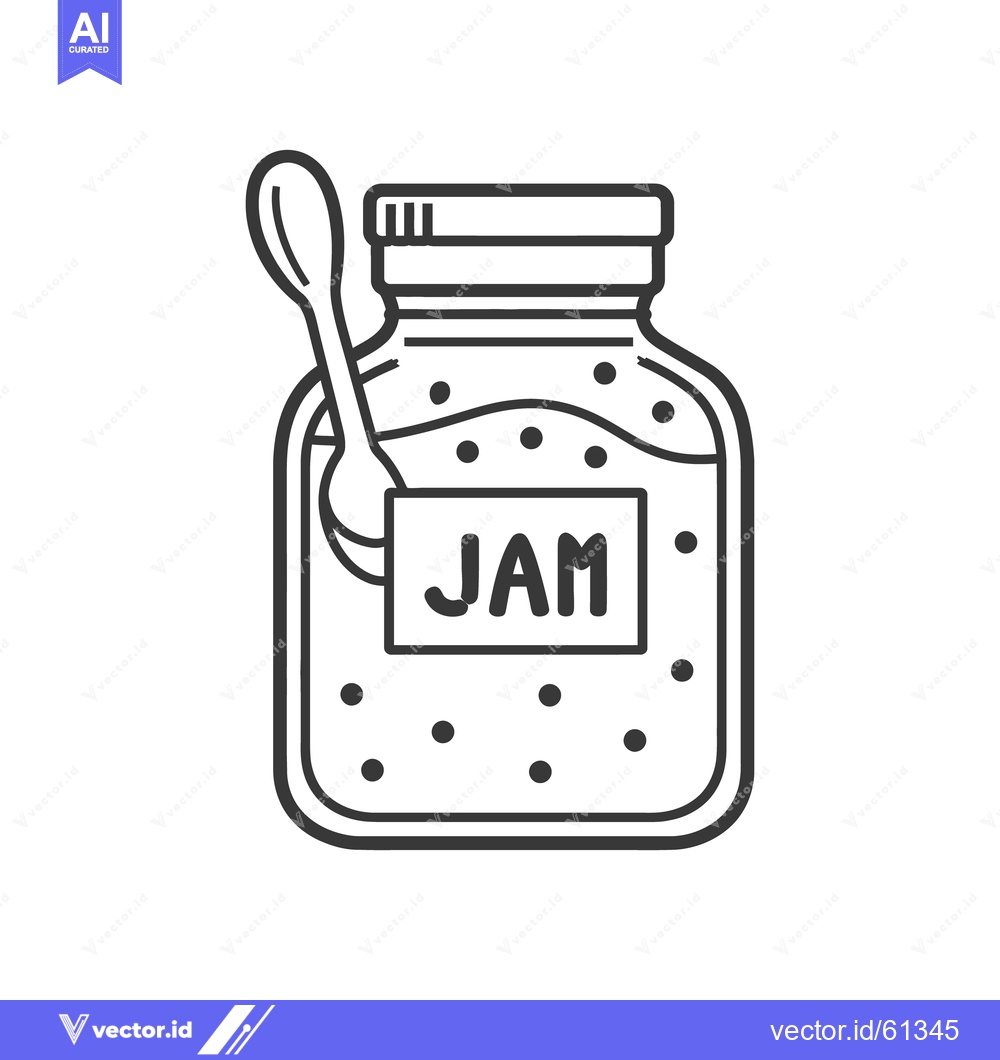 Premium Vector dari A jar of fruit jam with a spoon leaning against its side