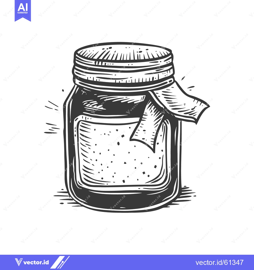 Premium Vector of An illustration depicting a jar with a lid and attached ribbon