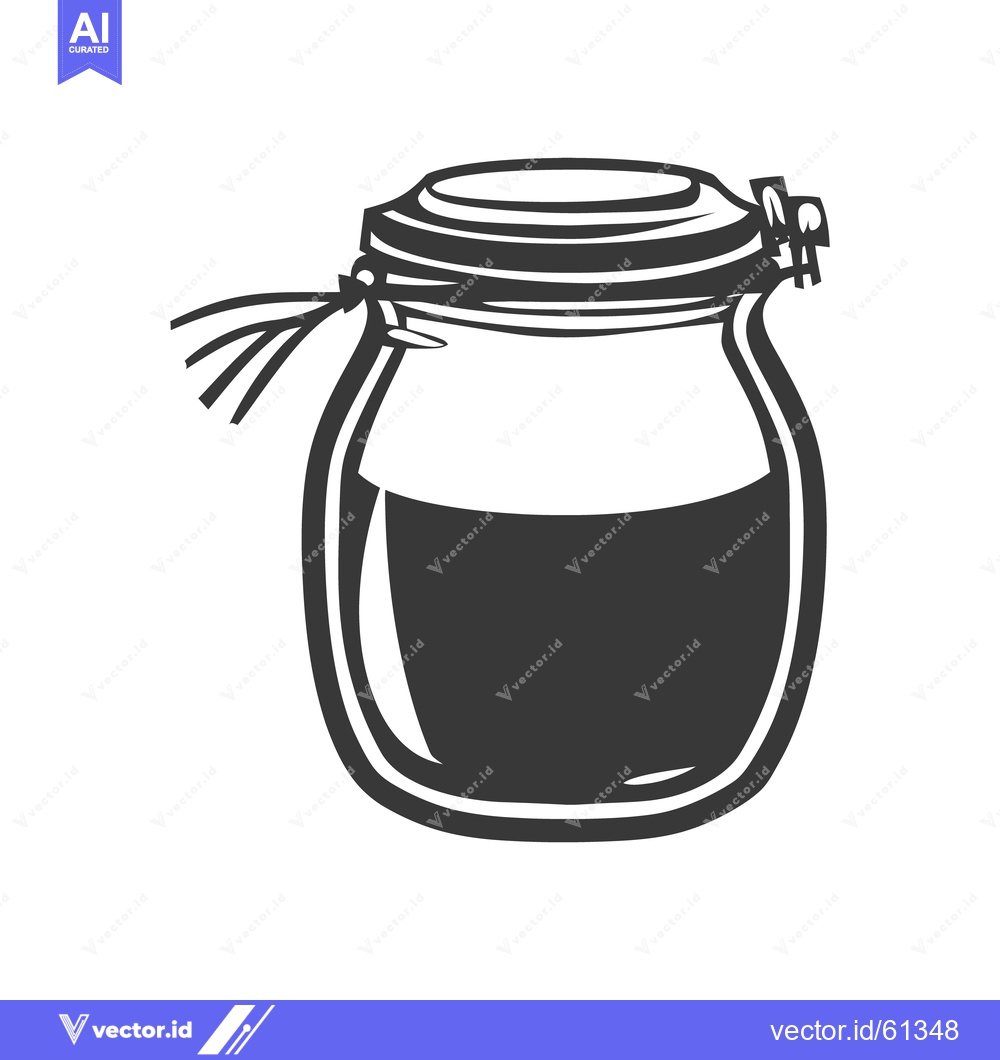 Premium Vector dari A glass jar filled with dark liquid and a decorative lid
