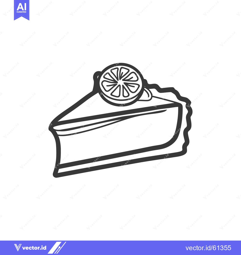 Premium Vector dari A single slice of cheesecake with a lemon garnish
