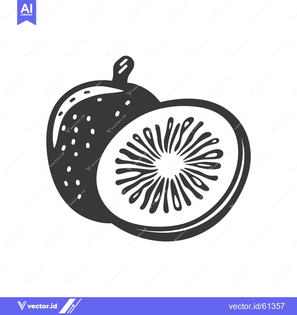 Premium Vector dari A halved kiwifruit image depicting detail and textures in monochromati