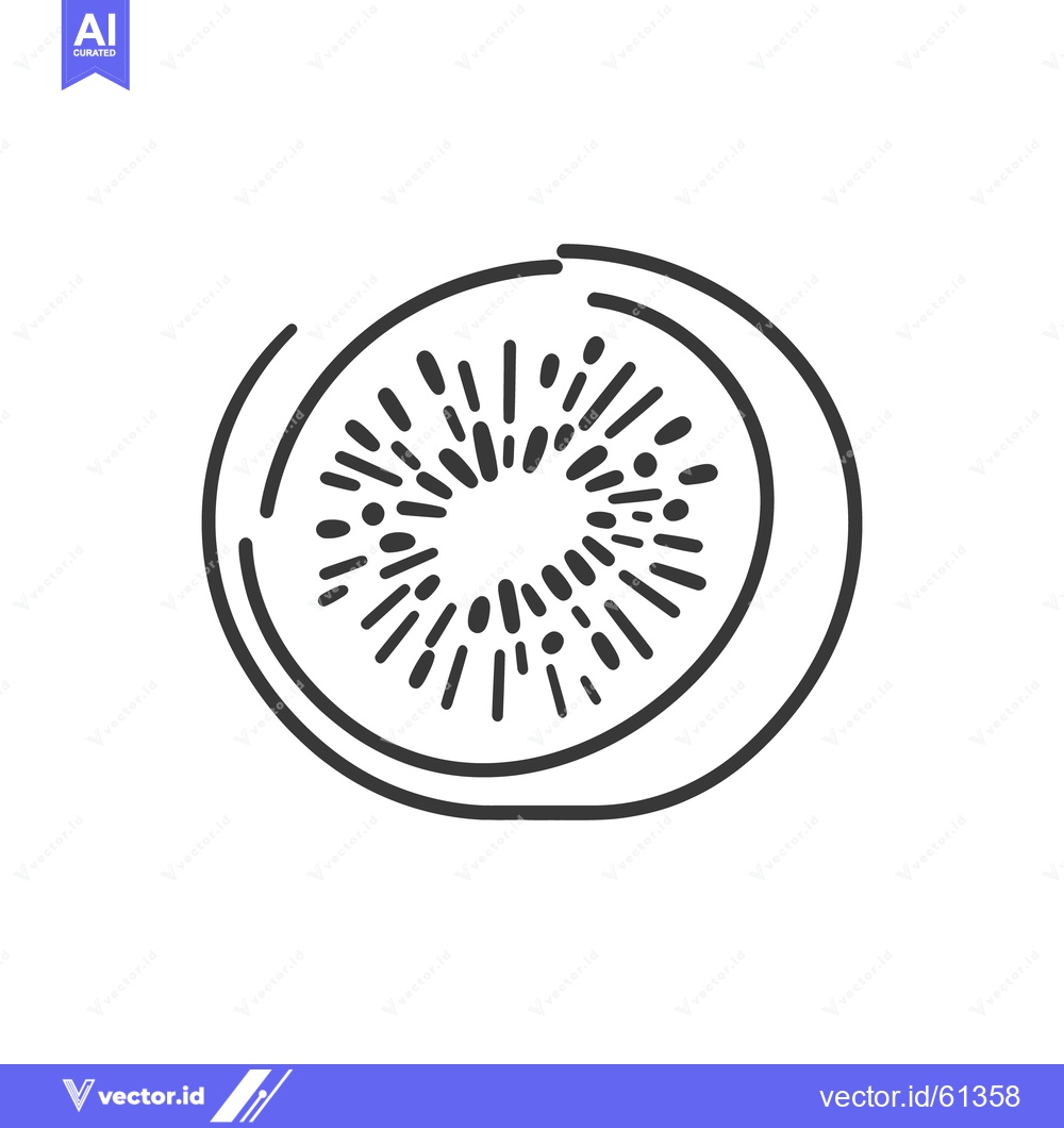 Premium Vector dari A simple black and white illustration of a sliced kiwifruit