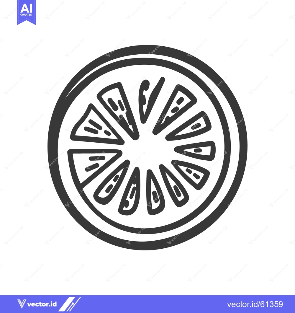 Premium Vector of A drawn black and white illustration of a citrus fruit slice