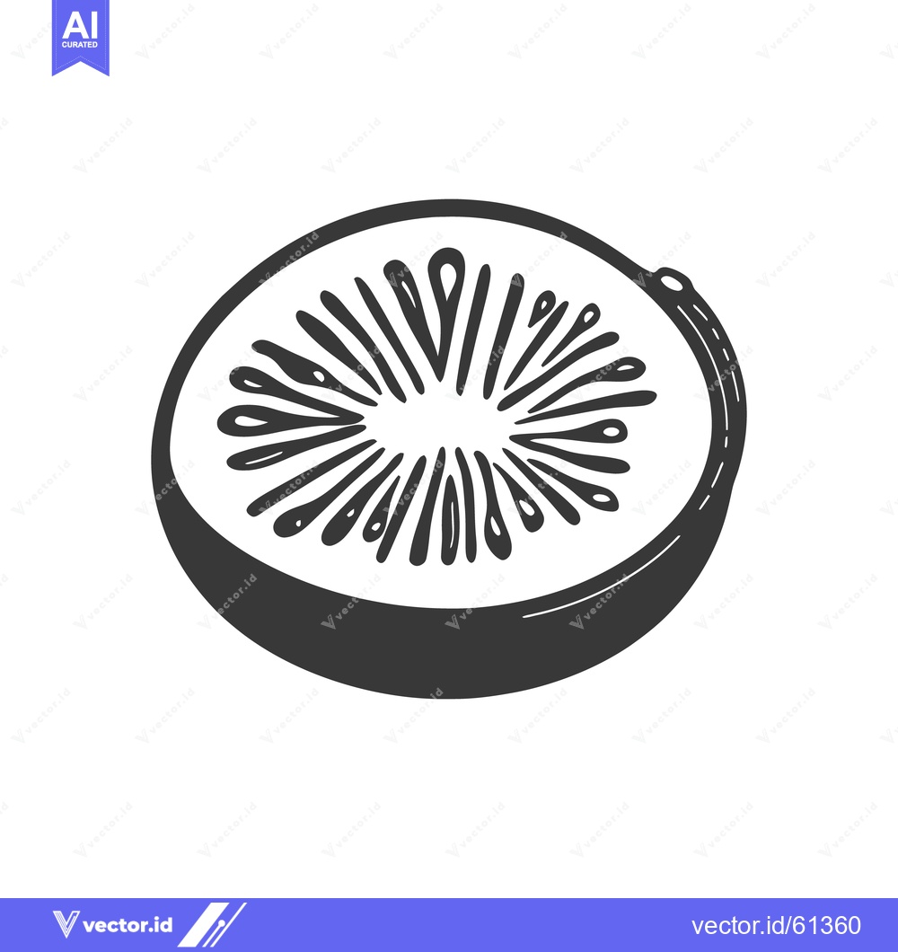 Premium Vector dari A sliced green fruit with its seeds depicted graphically in black and