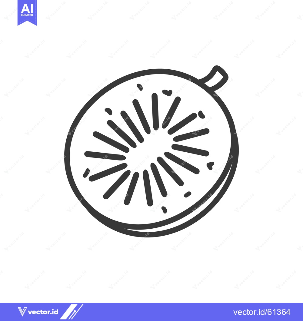 Premium Vector dari A simple black and white line drawing of a sliced fruit