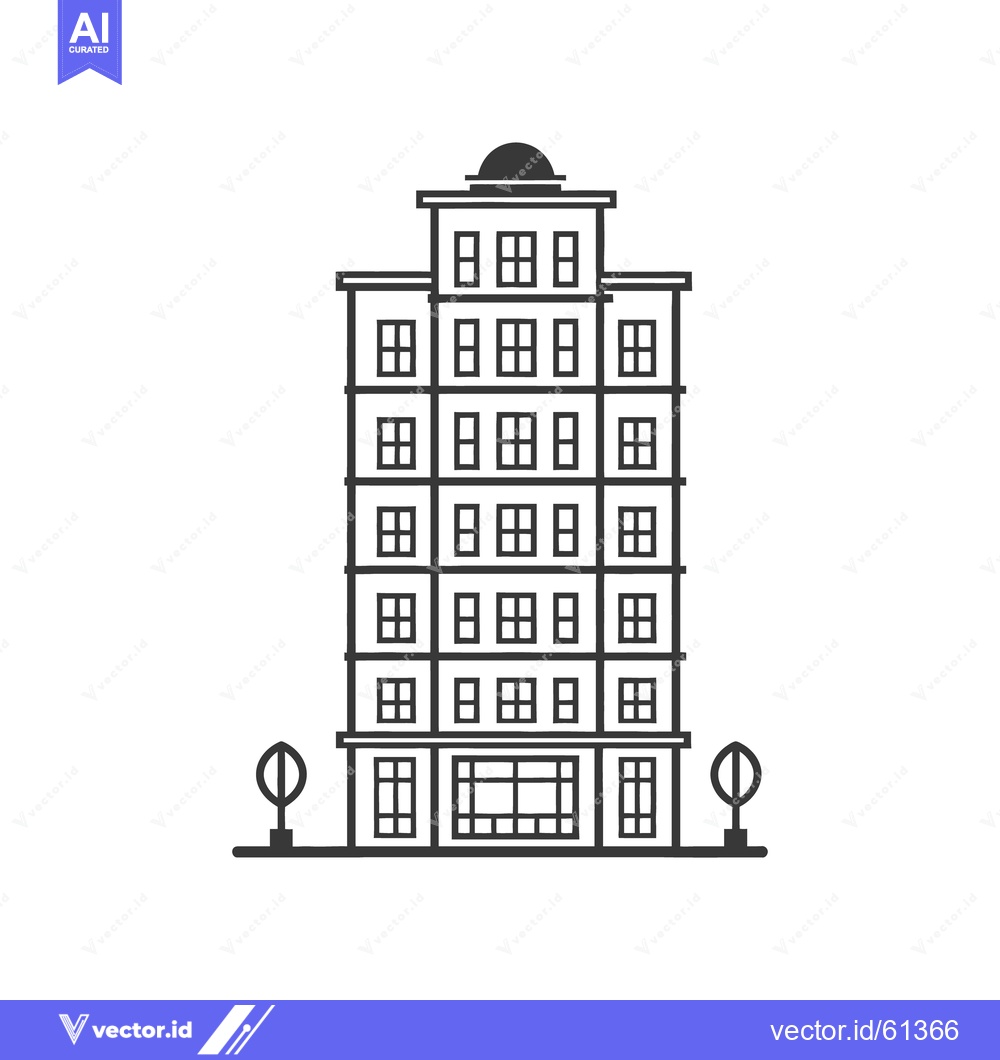 Premium Vector of A tall apartment building is depicted with numerous rectangular window