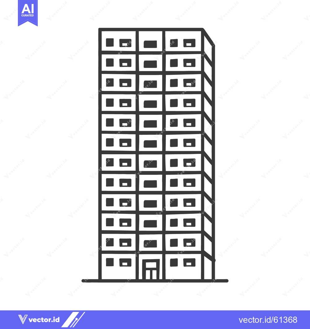 Premium Vector dari A tall simplified illustrated building with many rectangular windows v