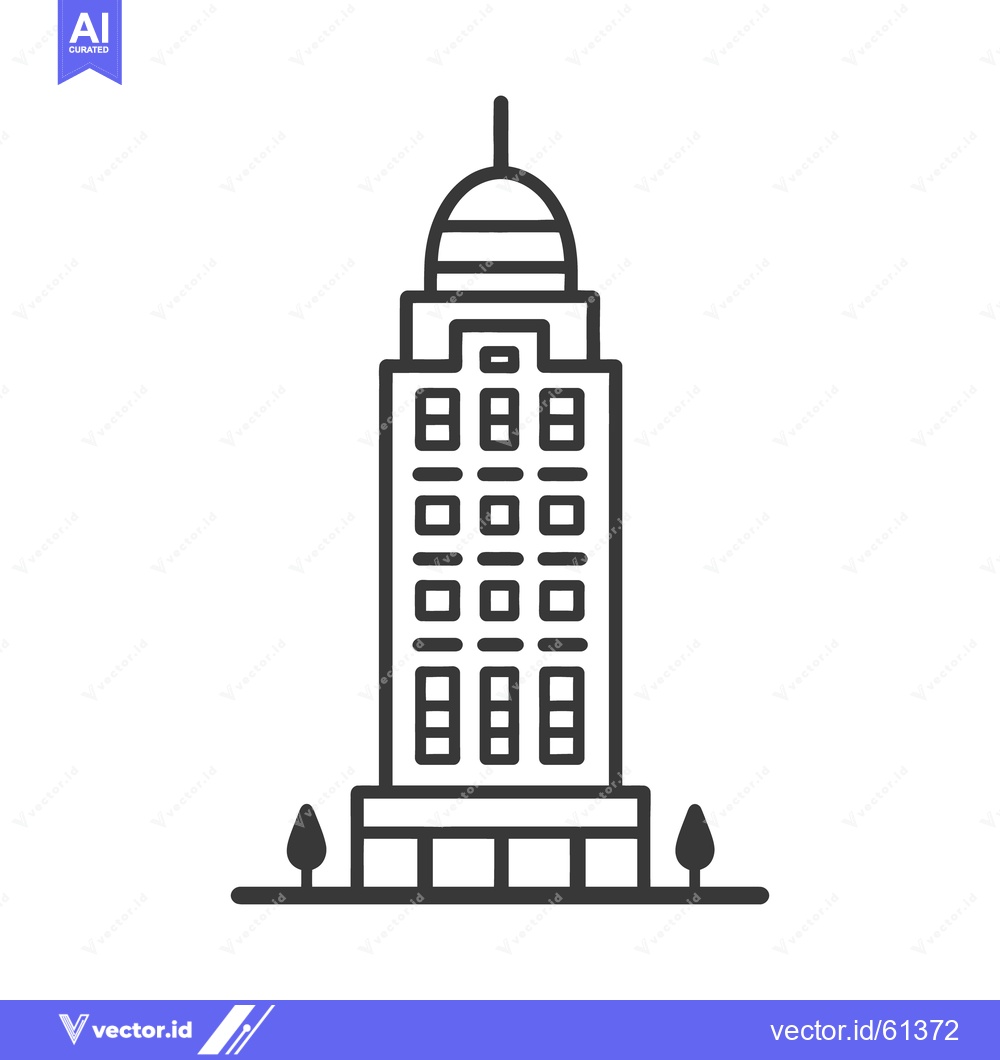 Premium Vector dari A tall urban architectural structure with small decorative trees