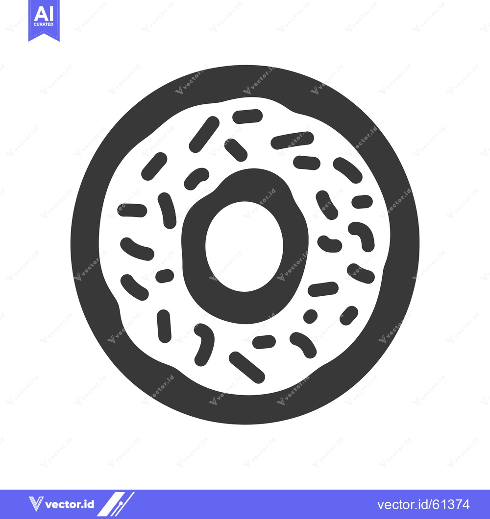 Premium Vector dari A round donut with white icing and small sprinkles is shown