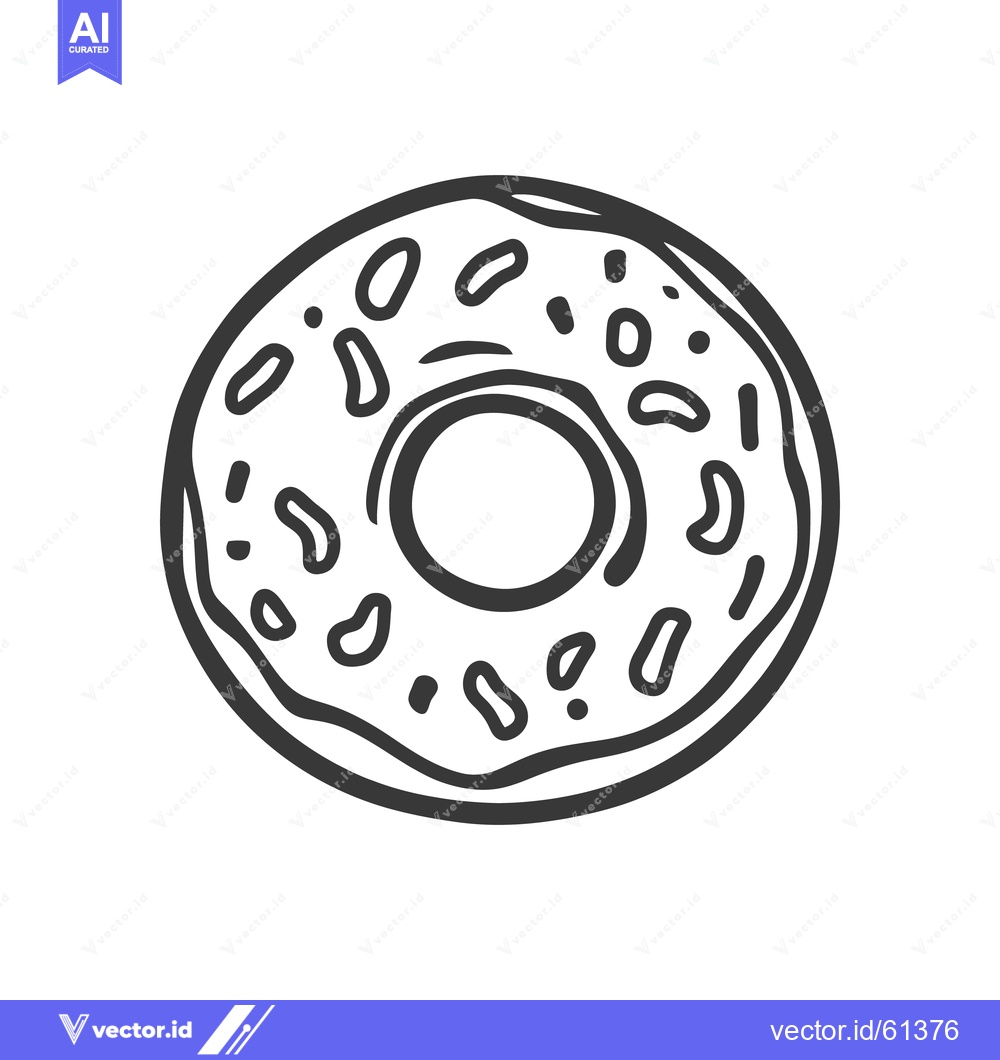Premium Vector dari Simple illustration of a donut with sprinkles on a white background