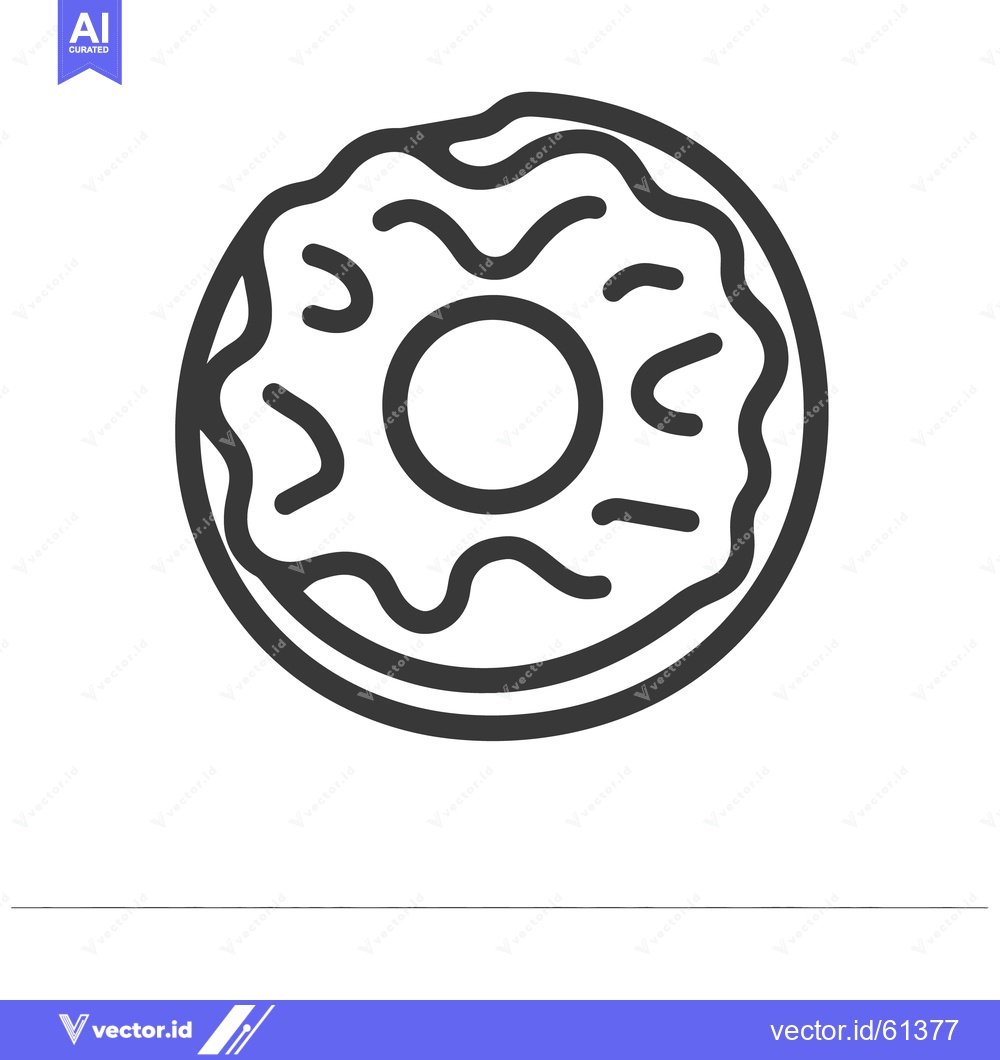 Premium Vector of A simple line drawing depicting a sweet frosted donut