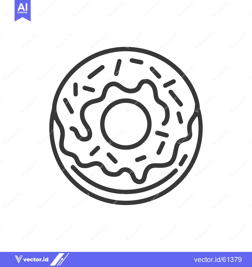 Premium Vector of A simple line drawing of a circular frosted donut