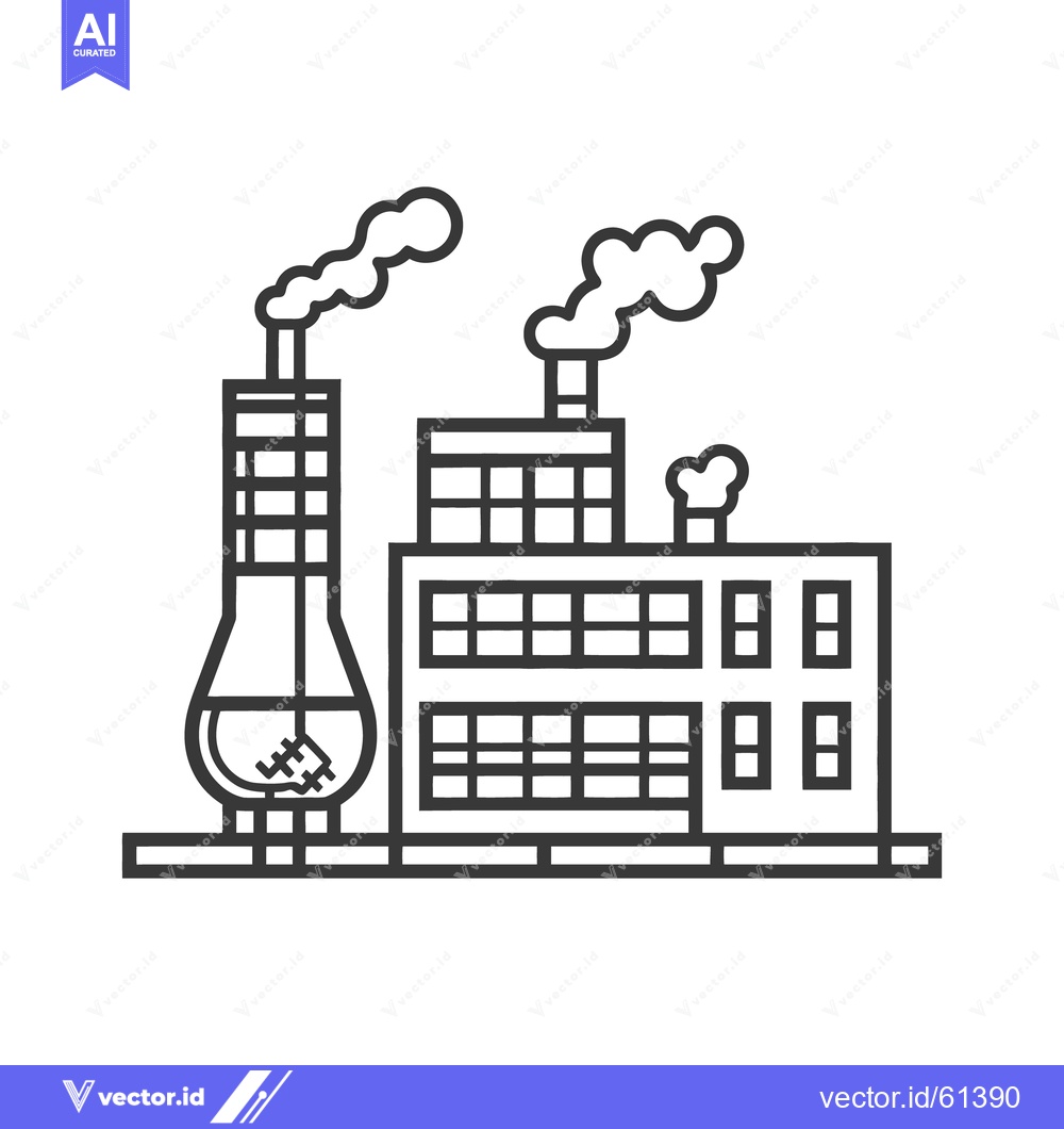 Premium Vector dari A simple black and white illustration of a factory building complex