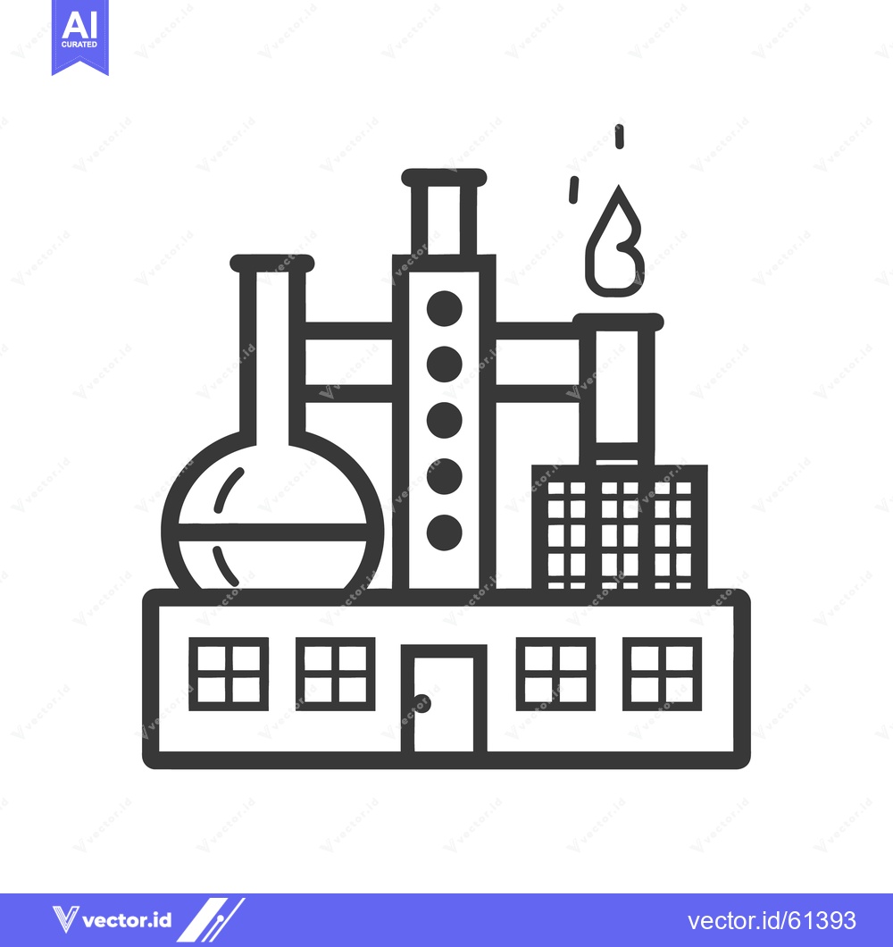 Premium Vector dari A Simple Line Drawing Depicting An Industrial Factory Building