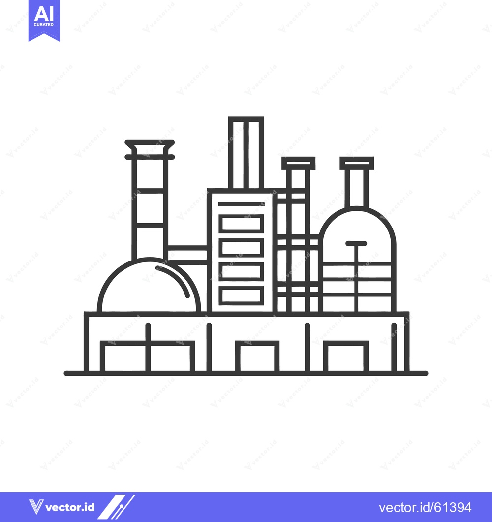 Premium Vector dari Detailed illustration showing a factory and industrial plant outline