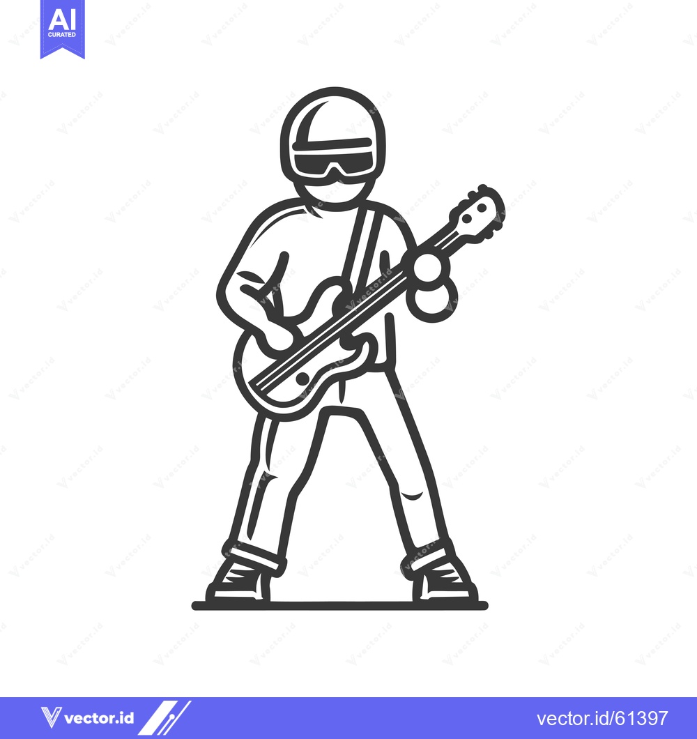 Premium Vector of A Musician Playing an Electric Guitar with a Helmet and Goggles