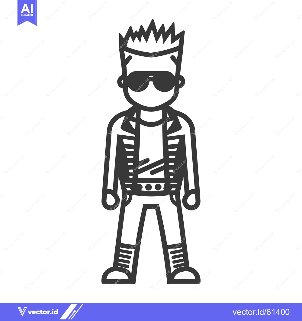 Premium Vector dari Line Art Illustration of a Punk Rock Teenager