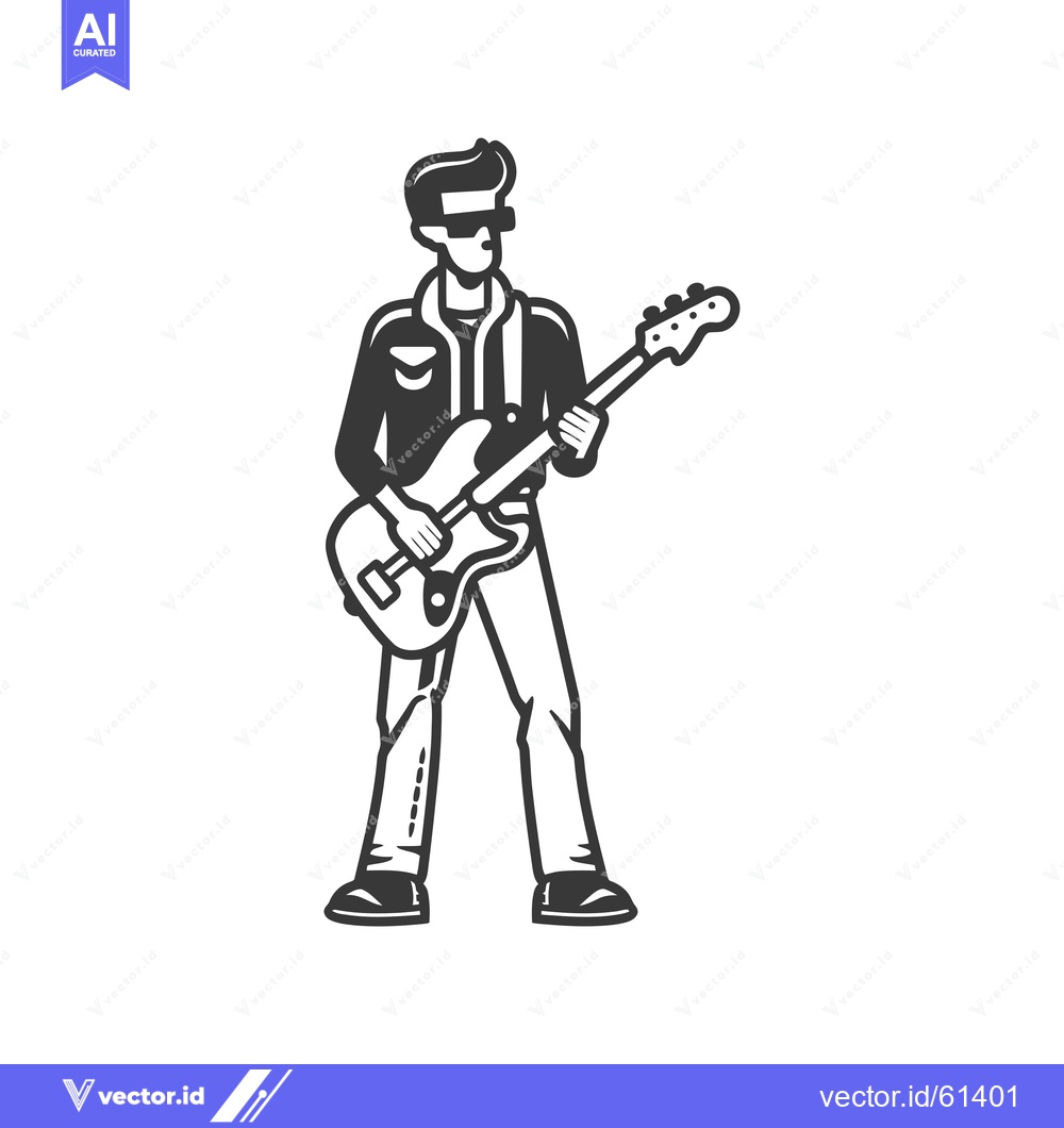 Premium Vector of A Cool Musician Playing an Electric Guitar