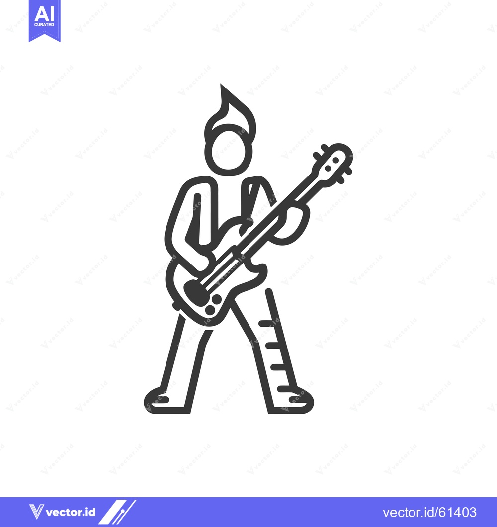 Premium Vector of Line Drawing of Person Playing a Bass Guitar
