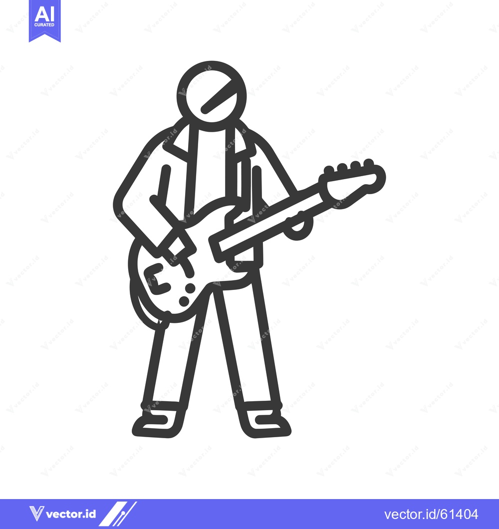 Premium Vector dari Line art illustration of a person playing a guitar