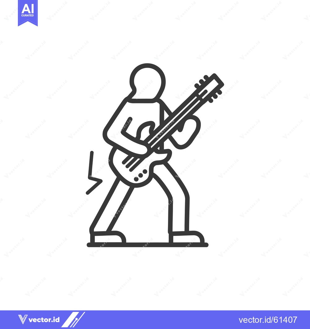 Premium Vector dari Stick Figure Playing Electric Guitar