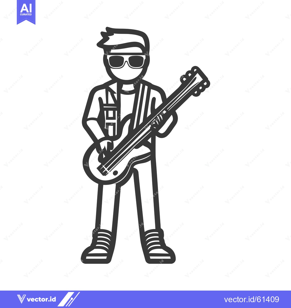 Premium Vector dari A Line Drawing of a Person Playing Guitar