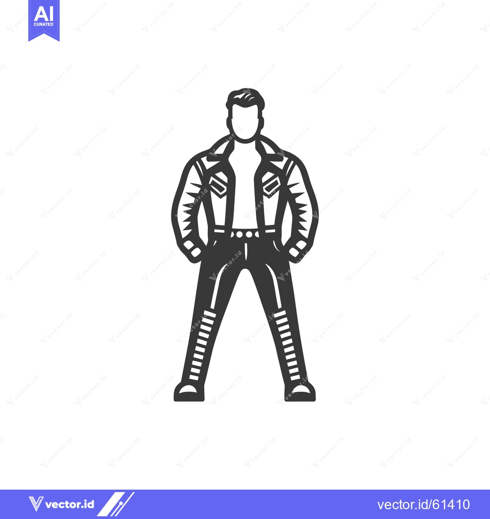 Premium Vector dari A black and white silhouette of a man in a leather jacket and jeans