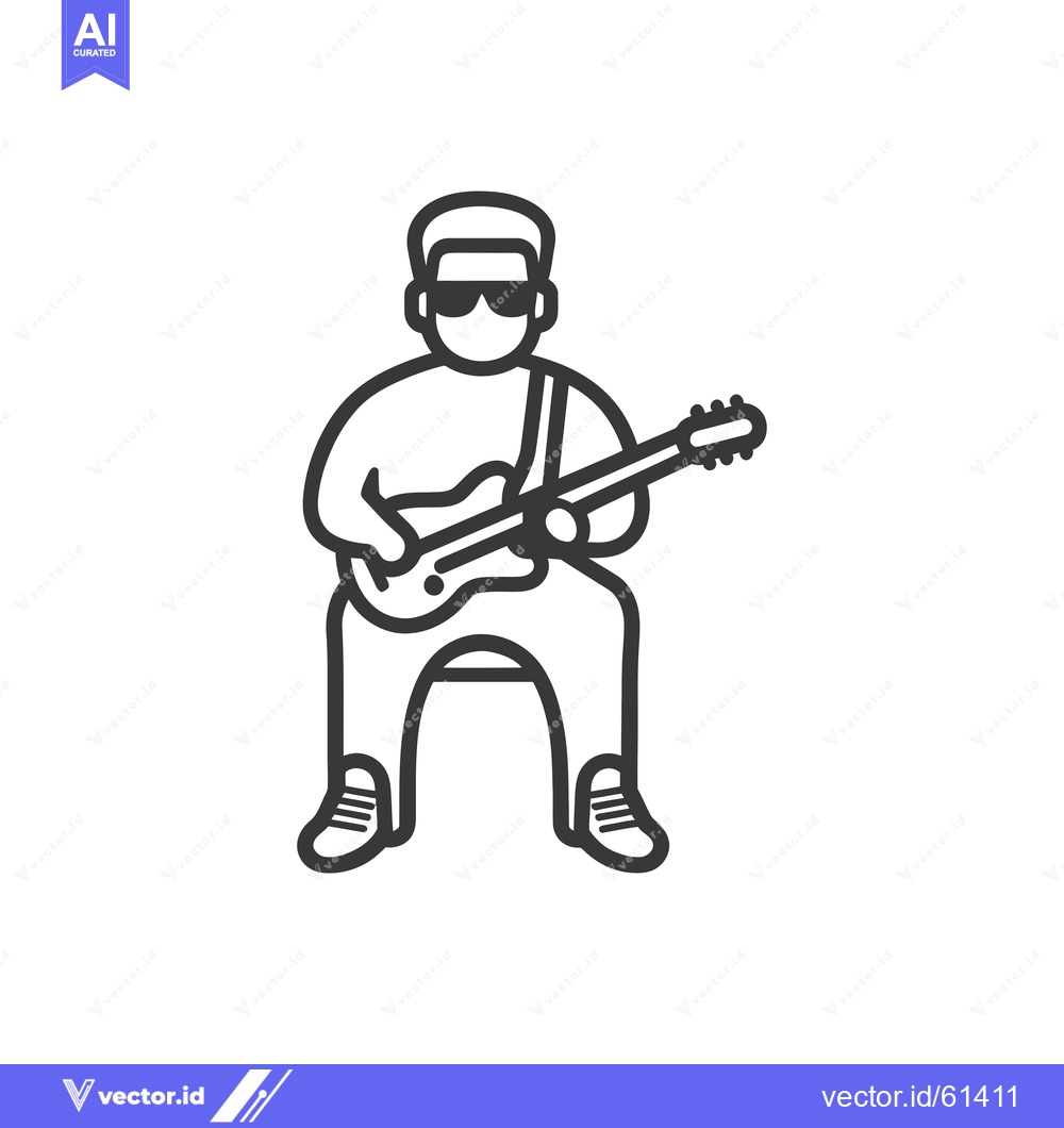 Premium Vector of Line drawing of a person sitting and playing guitar