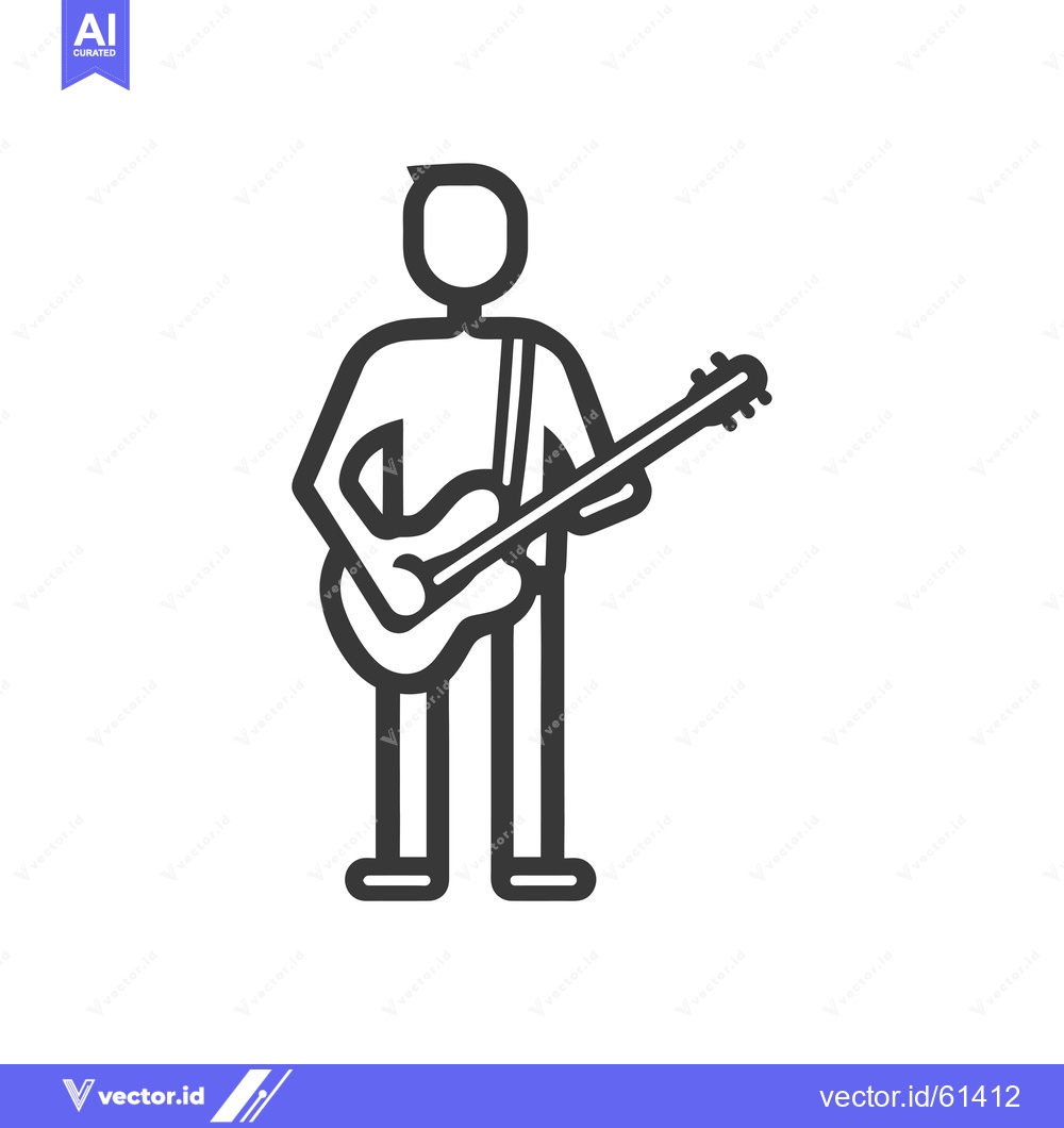 Premium Vector dari Simple Line Drawing of Person Playing Guitar
