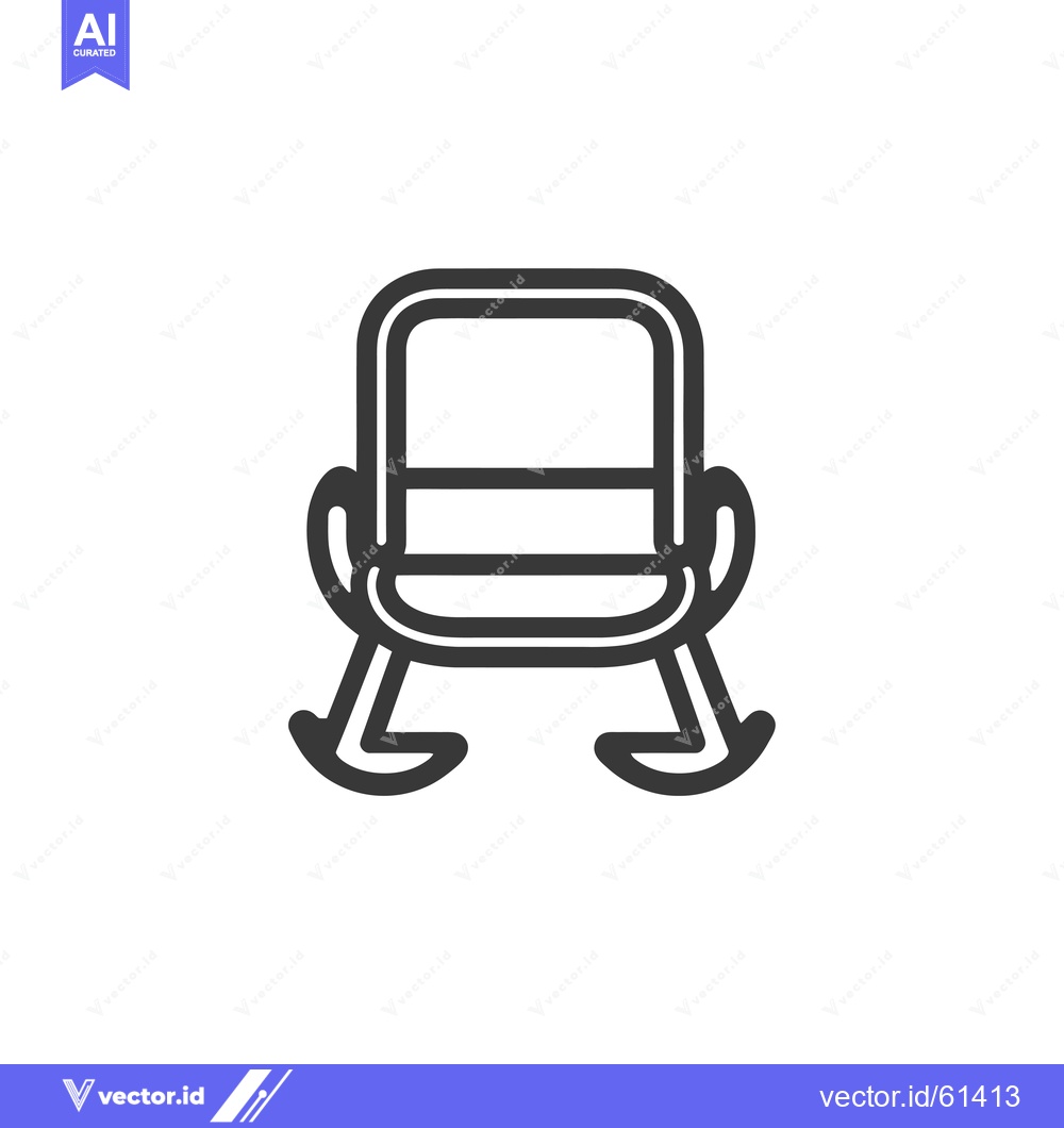 Premium Vector of Line Art Icon of a Rocking Chair