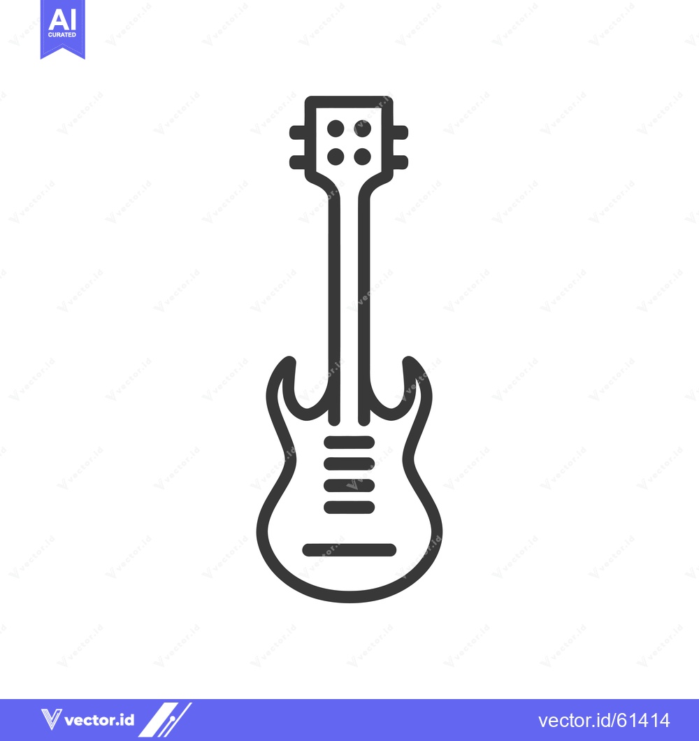 Premium Vector dari Line Art Illustration of a Black Electric Guitar
