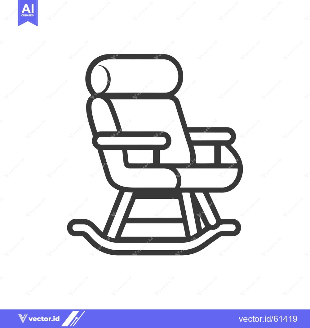 Premium Vector dari Line Drawing of a Rocking Chair with a Headrest