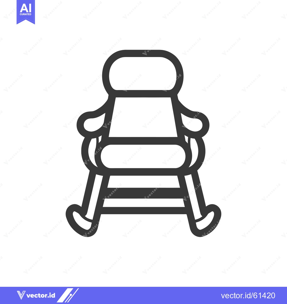 Premium Vector of Black and White Line Art of a Rocking Chair
