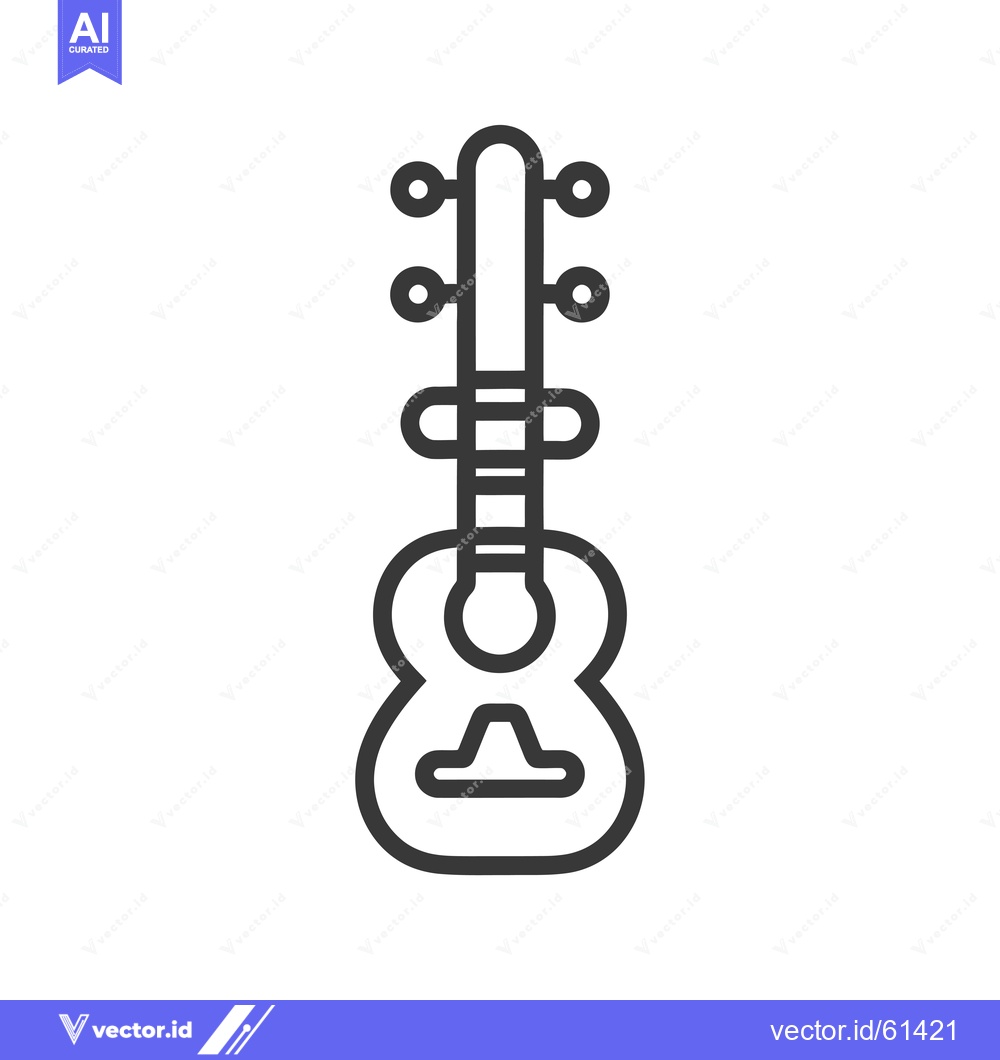Premium Vector of Line Drawing of a Guitar with a  Rounded Body and a Thin Neck