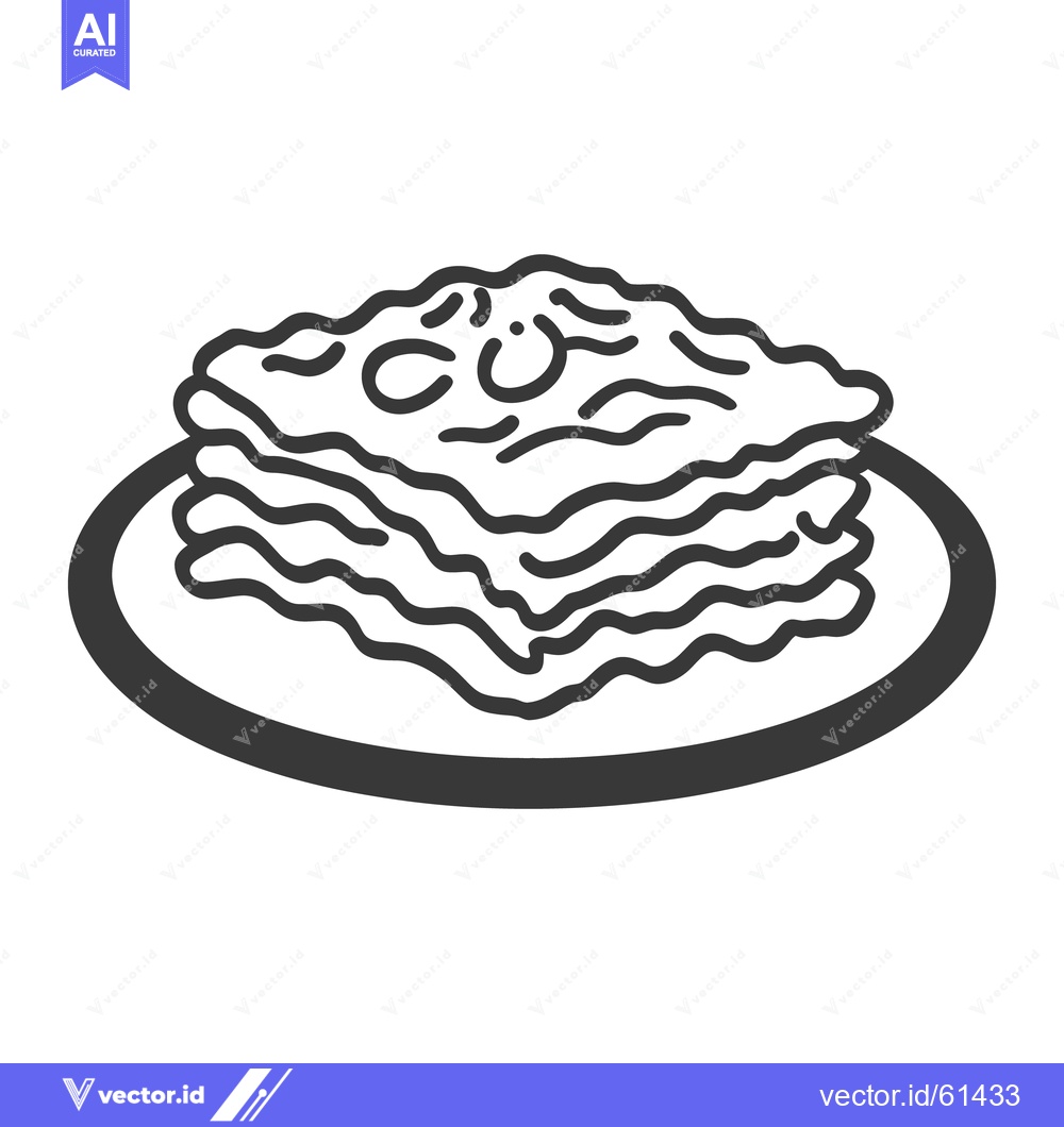 Premium Vector of A simple illustration depicting a lasagna dish served on a plate