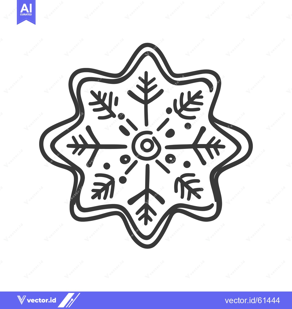 Premium Vector dari A detailed hand drawn illustration of a festive snowflake design