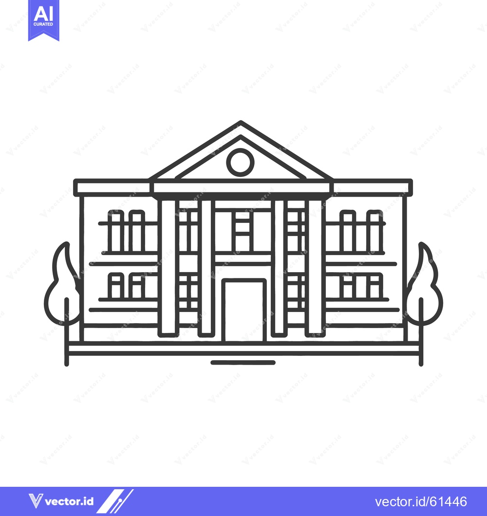 Premium Vector of A monochrome depiction of a grand building facade with columns