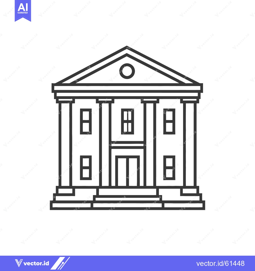 Premium Vector dari Simplified black and white illustration of a building with columns
