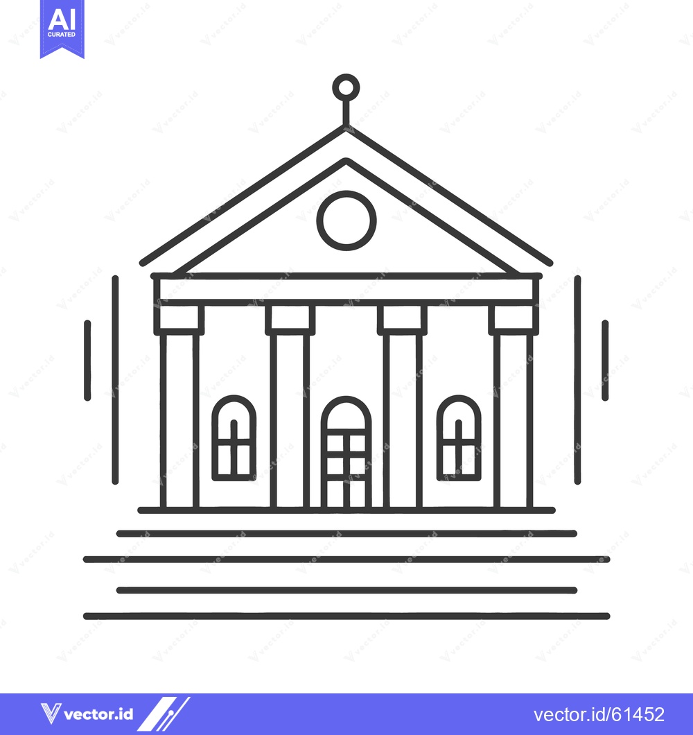 Premium Vector of A simple black and white illustration depicting a classical building