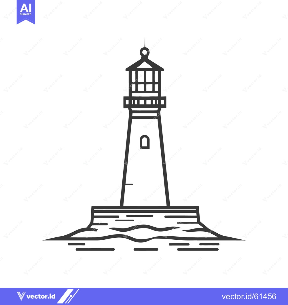 Premium Vector dari A simple black and white illustration of a coastal lighthouse