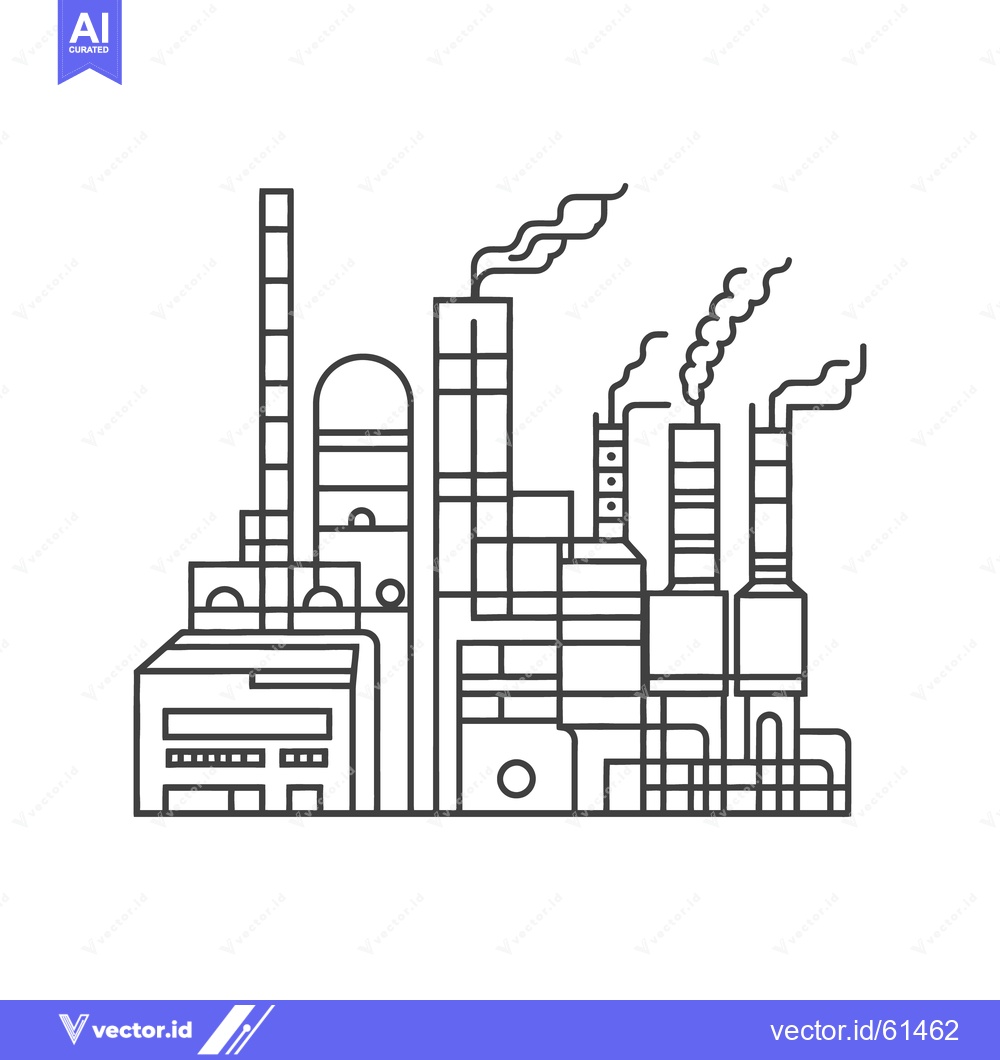Premium Vector dari A detailed illustration depicting an industrial factory with smoke emi