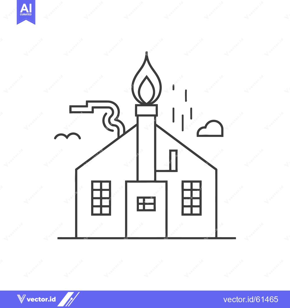 Premium Vector dari Simple Illustration Depicting a House with Chimney and Burning Flame