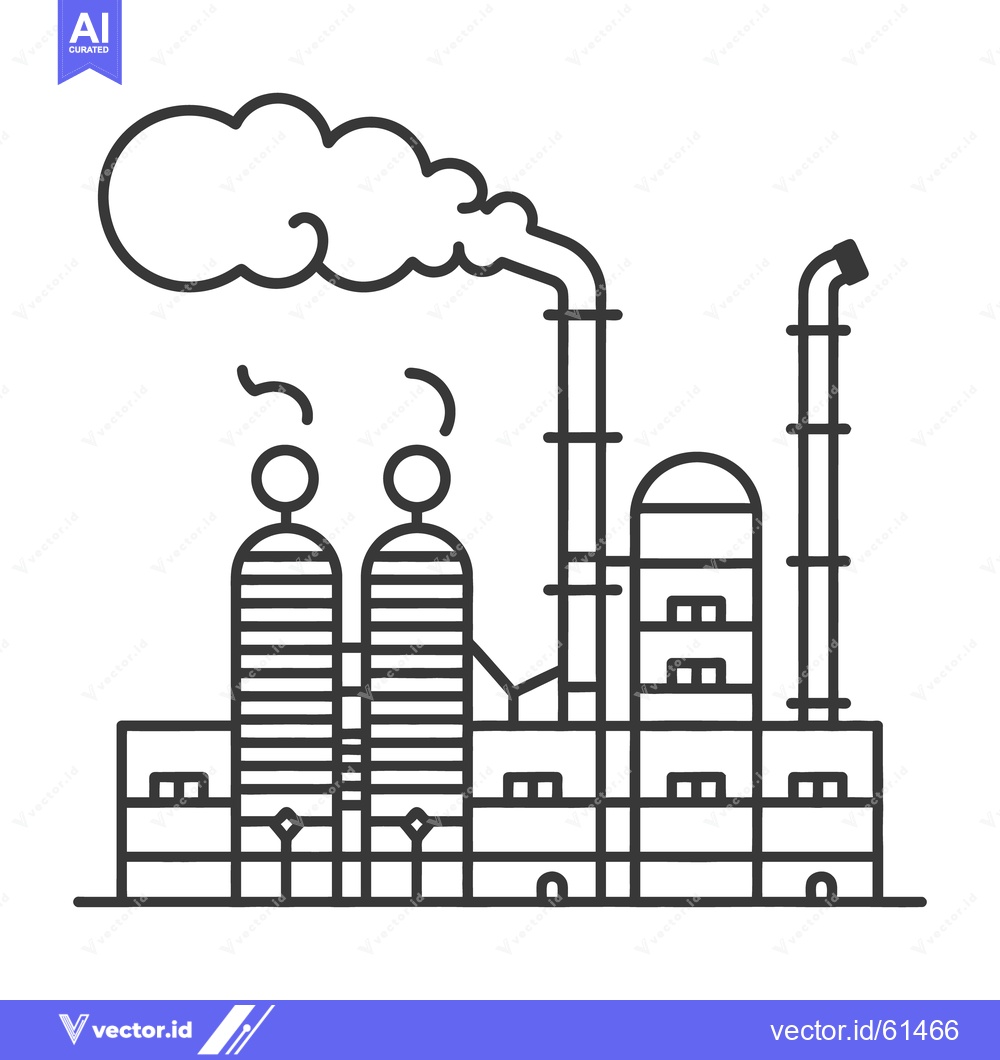 Premium Vector dari Industrial plant with smoke stacks releasing emissions into the atmosp