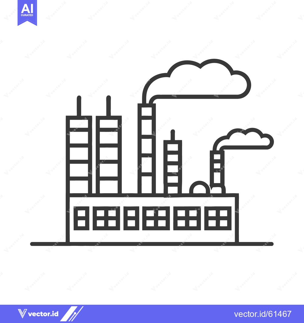 Premium Vector of A simplified illustration depicting an industrial factory building