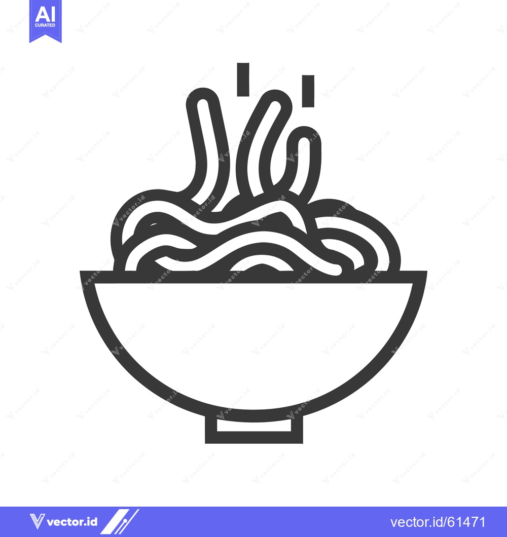 Premium Vector of A simple black and white graphic of noodles in a bowl