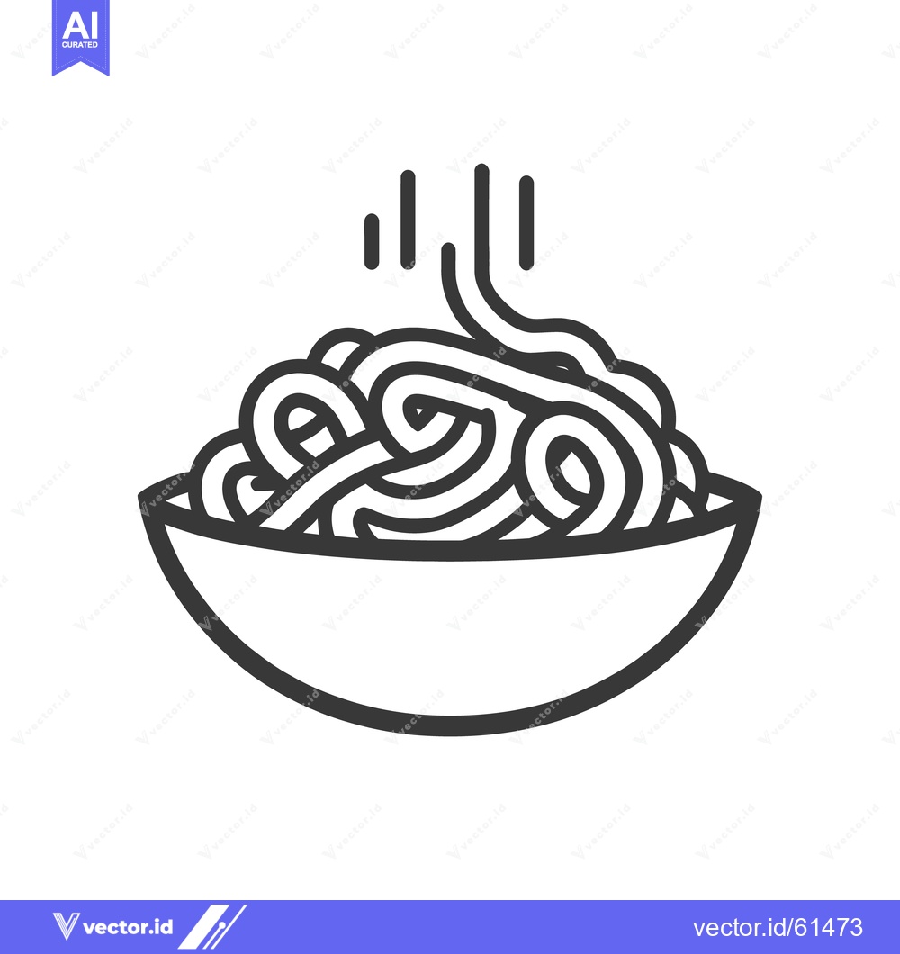 Premium Vector dari A simple illustration of a bowl filled with cooked spaghetti noodles