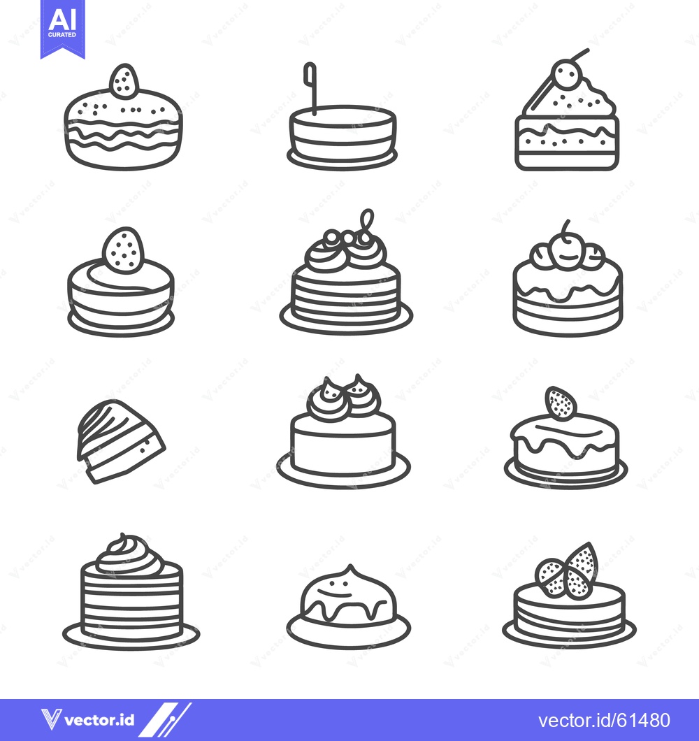 Premium Vector of Several simple illustrations of delicious cakes in different styles