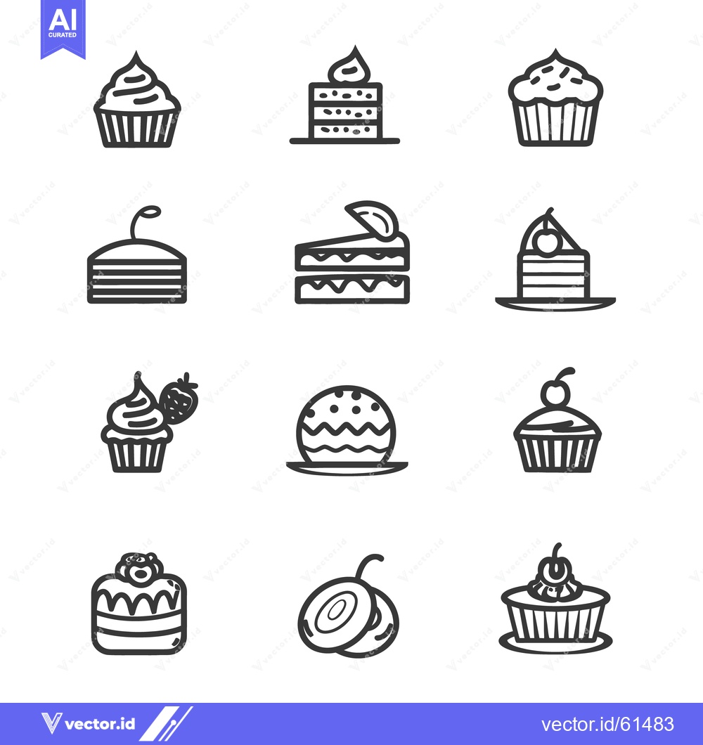 Premium Vector of Simplified and stylized graphical depictions of various pastries and c